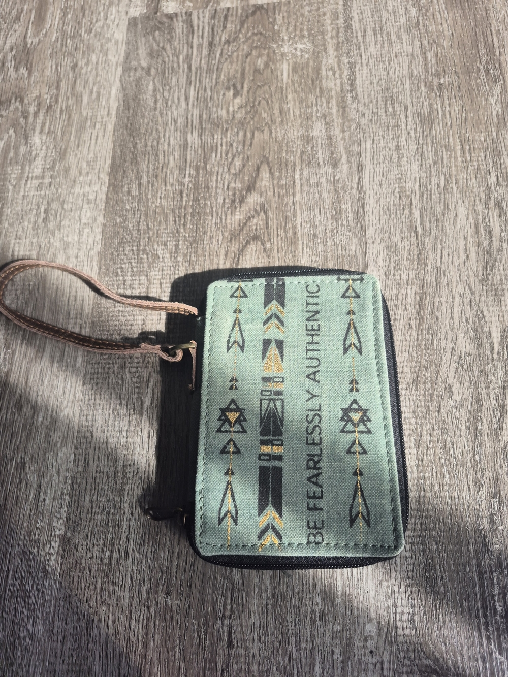 Mona B Mint Green and Black Wristlet Wallet